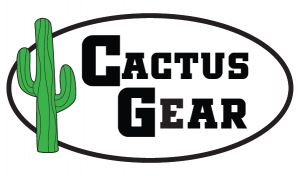 Cactus Gear logo white oval shape green cactus